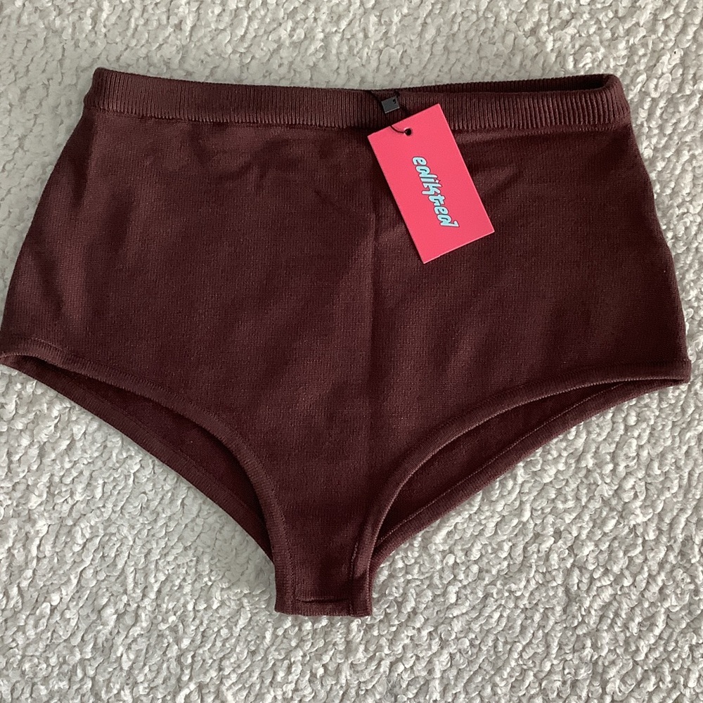 Edikted High-Waisted Chocolate Micro Shorts NWT XS